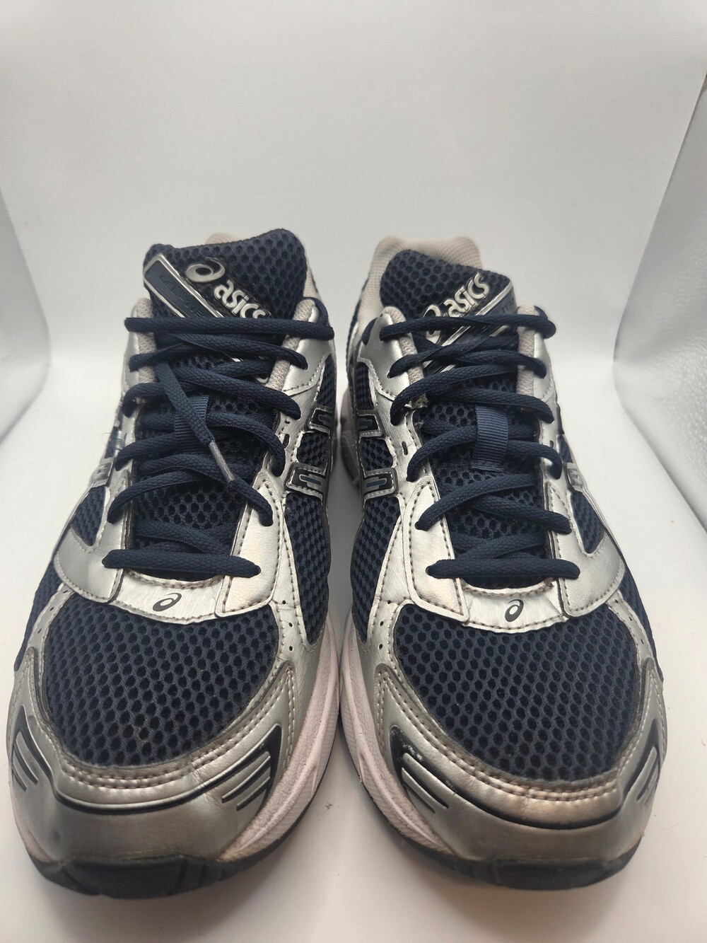 ASICS GEL-KAYANO 14 Running Shoes Size 7.5 Navy Silver Mesh